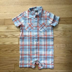 Boys Plaid Tea Collection Jumpsuit 18-24 months.